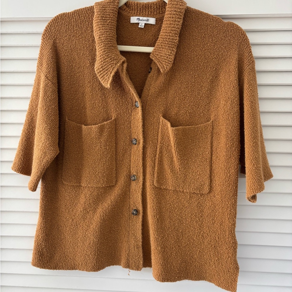 Madewell Textured Knit Cardigan in Tan